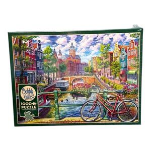 Cobble Hill Jigsaw Puzzle 1000pc Amsterdam Canal Red Bicycle New Sealed